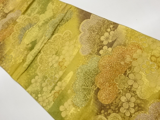 JAPANESE FUKURO OBI / WOVEN PINE & UME